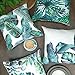 Phantoscope Set of 4 Tropical Palm Leaves Plant Printed Throw Pillow Case Cushion Cover, Dark Green, 18 x 18 inches, 45 x 45 cm