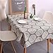 ColorBird Grey Medallion Tablecloth Cotton Linen Dust-proof Table Cover for Kitchen Dinning Tabletop Linen Decor (Rectangle/Oblong, 55 x 70Inch)
