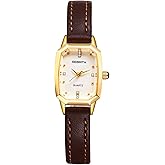 Lancardo Elegant Women Square Watch: Analog Quartz White Dial Shine Rhinestone Ladys Casual Fashion Leather Strap Timepiece