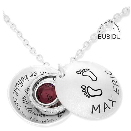 Taufkette Silber Medaillon ?? Geburtsstein mit Gravur Taufmedaillon Taufschale Silberkette zur Taufe ?? Taufgeschenk für Pate