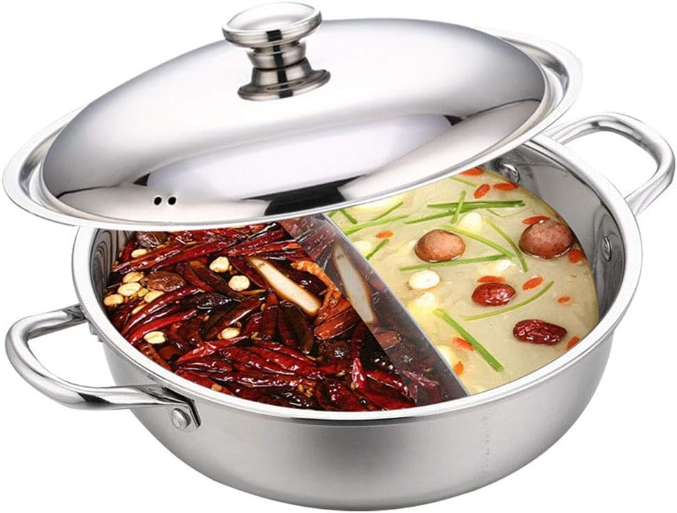 GMWD Hot Pot, SType Hot Pot Cooker Stainless Steel Shabu Hot Pot Dual