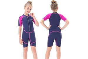 Seaskin Kids Wetsuit for Boys Girls Toddlers, 2mm Front Zipper Shorty Wetsuits, 3mm Back Zip Full Wetsuit, Neoprene Thermal Swimsuits for Diving Surfing Swim Lessons