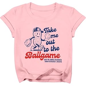HQP Toddler Baseball Shirts Boys Girls Take Me Out to The Ballgame T Shirt Kids Baseball Team Fans Short Sleeve Tops