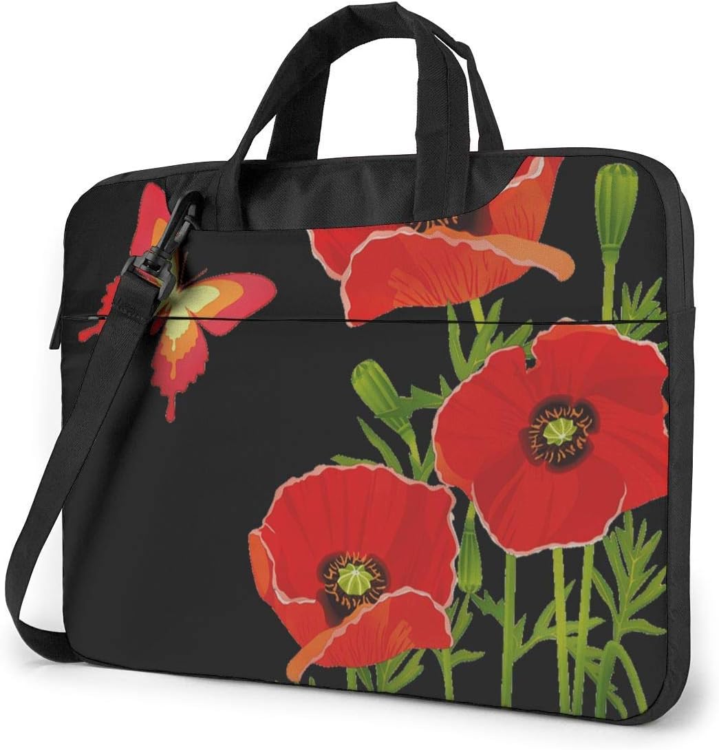 Laptop Notebook PC Shoulder BagButterfiy and Flower Portable PC
