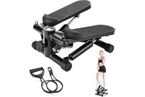 ZoJio Mini Steppers for Exercise at Home, Portable Stepper Machine, Twist Stepper with Resistance Bands, Stair Stepper Machine 400LBS Loading Capacity, Exercise Stepper for Home Office Workout