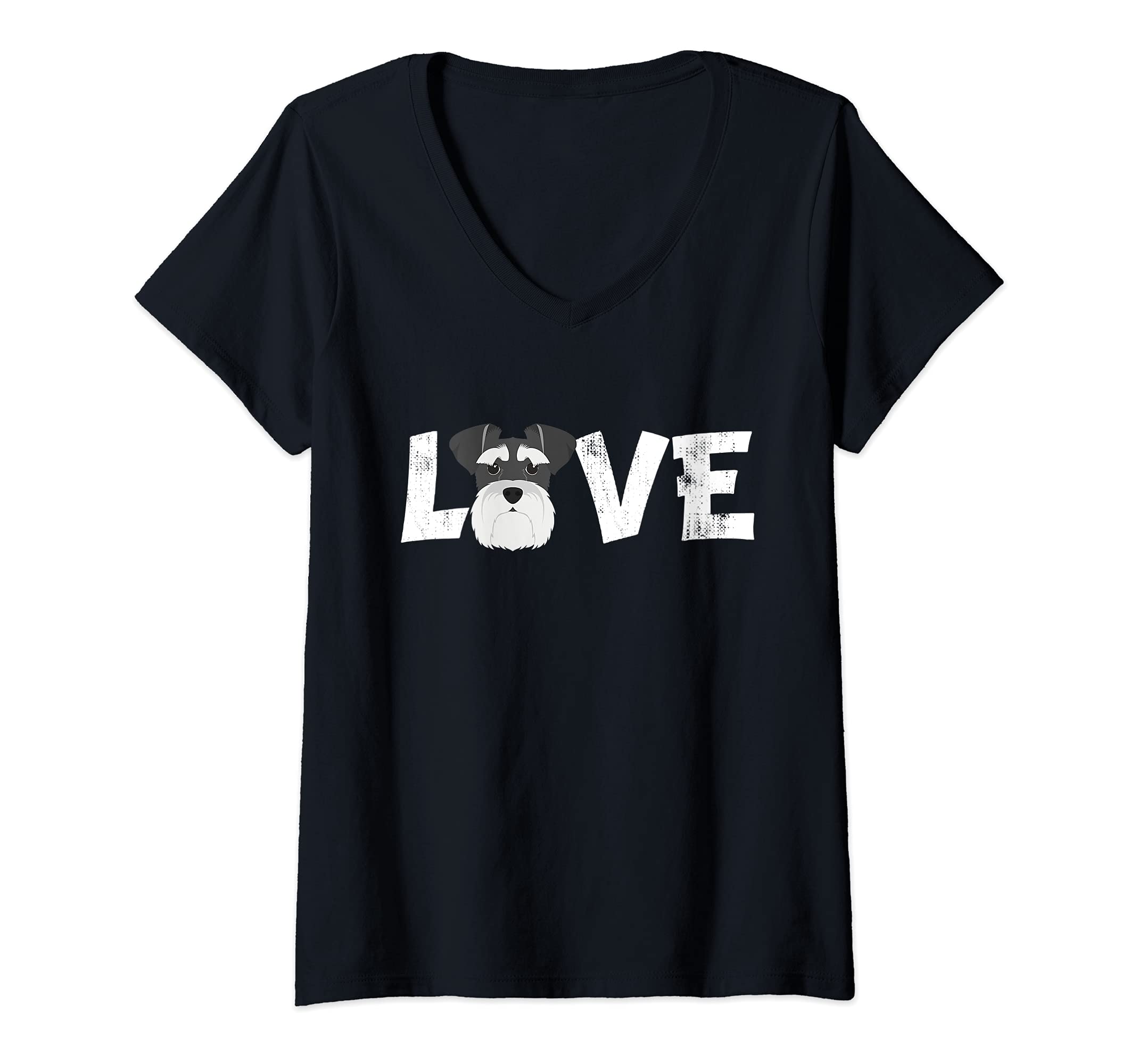 Womens Dog Mom Dog Dad Minature Schnauzer Dog Pet V-Neck T-Shirt