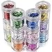 Teenitor 12 Boxes Chunky Glitter, Colorful Mixed Paillette Eye Shadow Body Nail Face Lips Hair Iridescent Flakes Sparkles, Cosmetic Party Festival Slime Supplies Powder Sequins