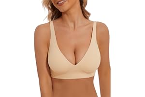 BOUFOR Deep V Bra Low Cut Sexy Push Up Bralettes for Women Padded Comfy Smoothing Wireless Lifting Bras Seamless Bralette