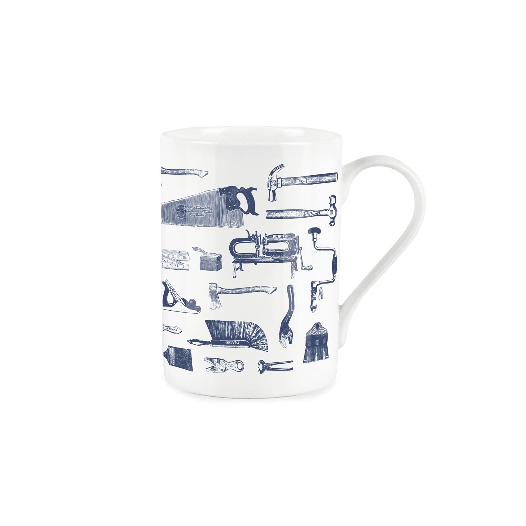 Purely Home Vintage Hobbies Range - Carpentry Tools Themed Mug - Bone China Style White Mug Coffee/Tea Gift
