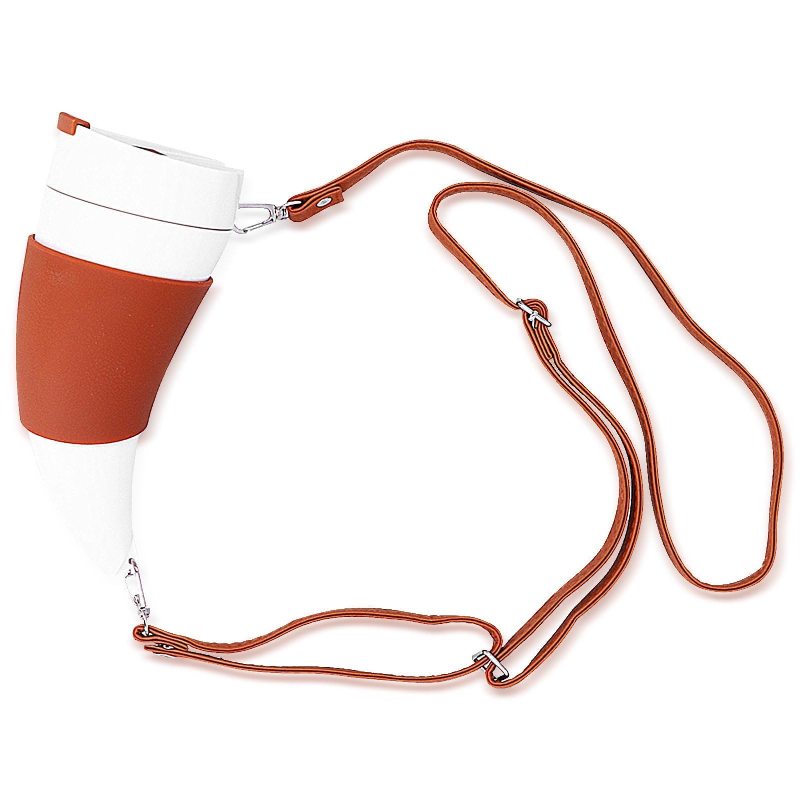 HERCHR 230ml Viking Cup Drinking Horn Tankard 8Oz Goat Horns Coffee Mug with Lid and Adjustable Shoulder Strap Stainless Steel Vacuum Cup Mug for Travel Camping