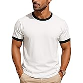 JustBlanks Men's Ringer Tee Shirt - Cotton T-Shirts Short Sleeves Crewneck T-Shirt for Men