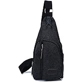 Q QICHUANG Crossbody Sling Backpack Canvas Small Sling Bag Hiking Daypack Rucksack for Men Women Outdoor Cycling Travel