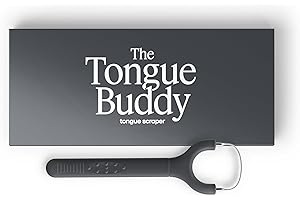 LONGEVITY LABS TheTongueBuddy™ Effective Tongue Scraper for Adults - Ergonomic Tongue Cleaner Promotes Fresher Breath, Travel-Friendly Beauty and Personal Care Essential (Onyx Black)