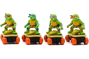 Teenage Mutant Ninja Turtles Switch Kick Skaters Pack of 4 - Gyro Self-Stabilizing Rip-Cord Powered Skateboard Toy – Gift, Stock Stuffer for Ages 3+