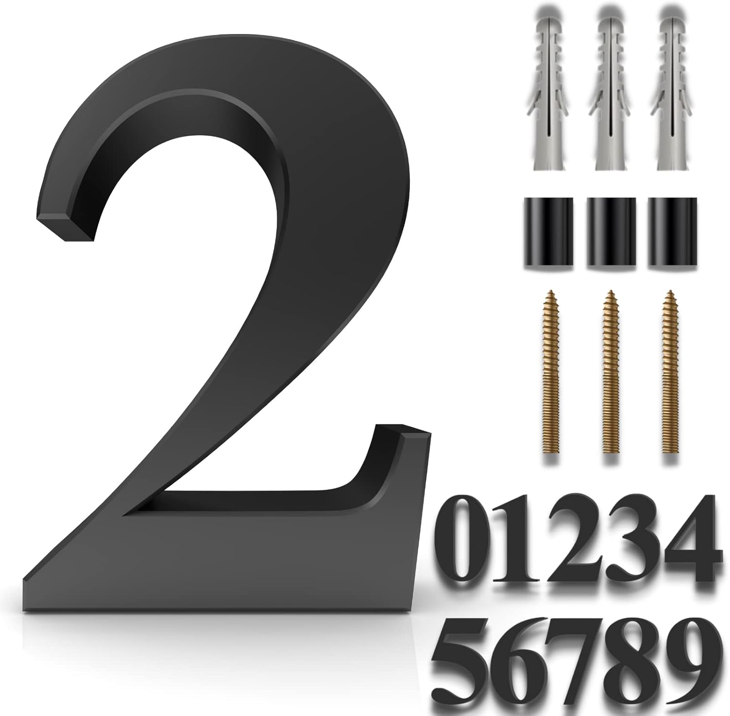 Address Signs - House Numbers for Outside Modern Large Numbers for Address House, Address Sign, Home Wall Garage, Garden Door Decor - 8 Inch Black Floating Numbers 2