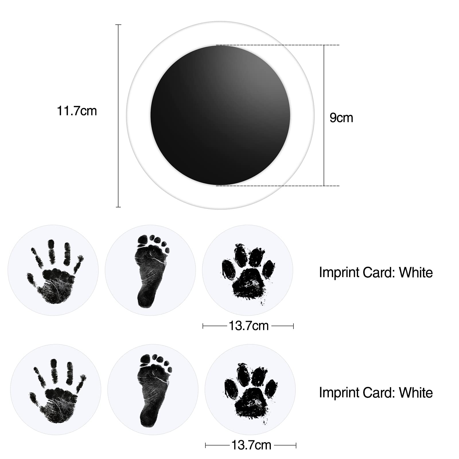 Ink Pad for Baby Hand and Footprints, 2Pcs Clean Touch Ink Pads with 6 Imprint Cards, Dog Paw Print Kit, Doesn’t Touch Skin, Inkless Print Kit Safe Non-Toxic for Newborn Baby, Family Keepsake