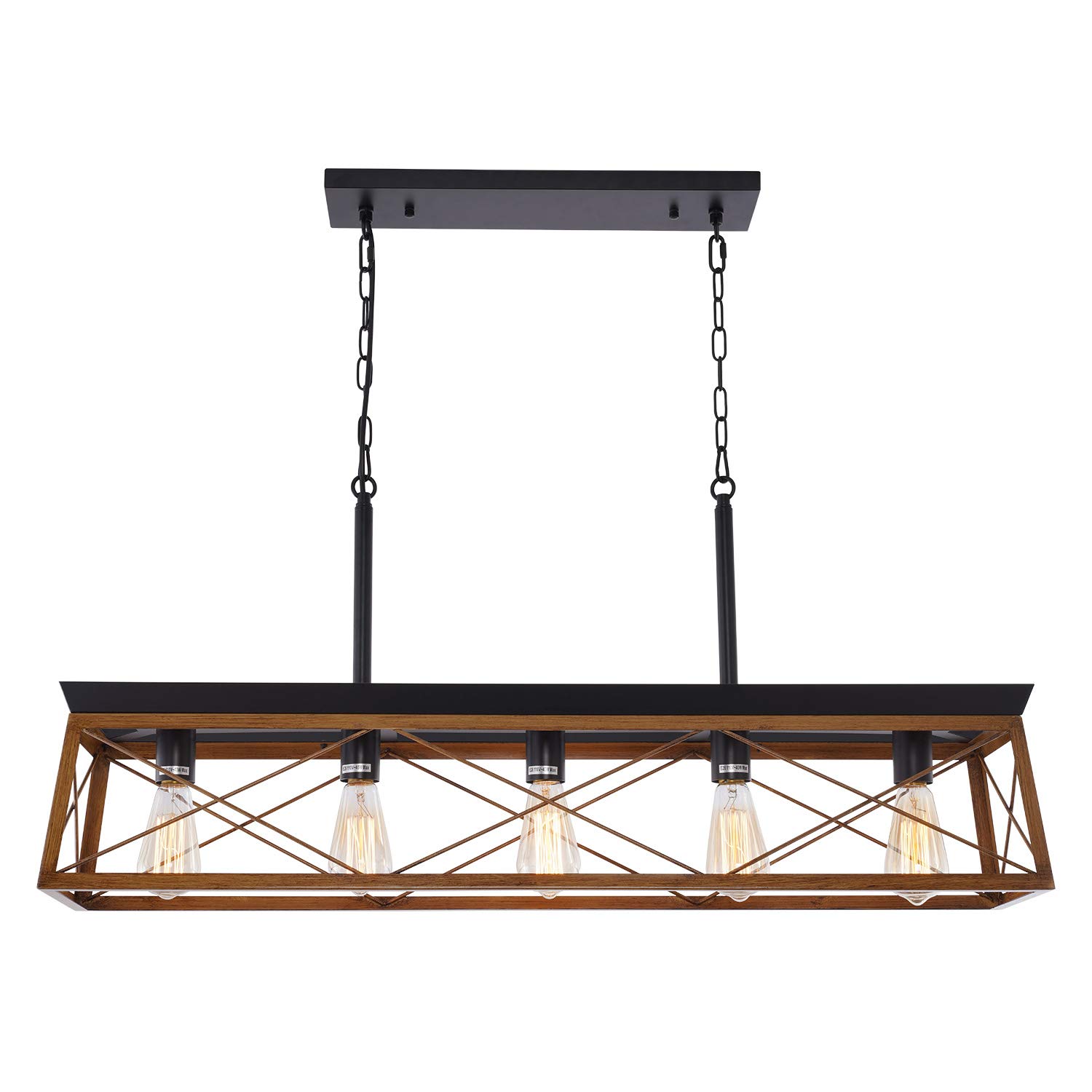 HMVPL 5-Lights Industrial Swag Chandeliers Pendant Lighting Fixtures, Farmhouse Hanging Ceiling Island Light for Kitchen Dining Room Bedroom Foyer Hallway Front Door