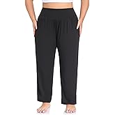 ZERDOCEAN Women's Plus Size High Waist Yoga Pants Casual Comfy Relaxed Loose Lounge Pants with Pockets