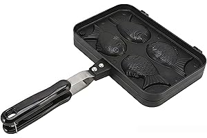 WAHEWUD Taiyaki Pan 4 Molds Fish Shaped Waffle Maker Non Stick Cast Aluminum Cake Double Side Baking Mold Japanese Pancake Ir