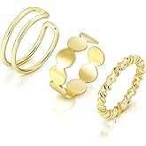 DAILI 14K Gold Rings for Women,Open Non Tarnish Adjustable Stacking Knuckle Chunky Thumb Ring,Twist Cross Design,Trendy Statement Promise Wedding Bands Engagement Rings for Women Size 6-9