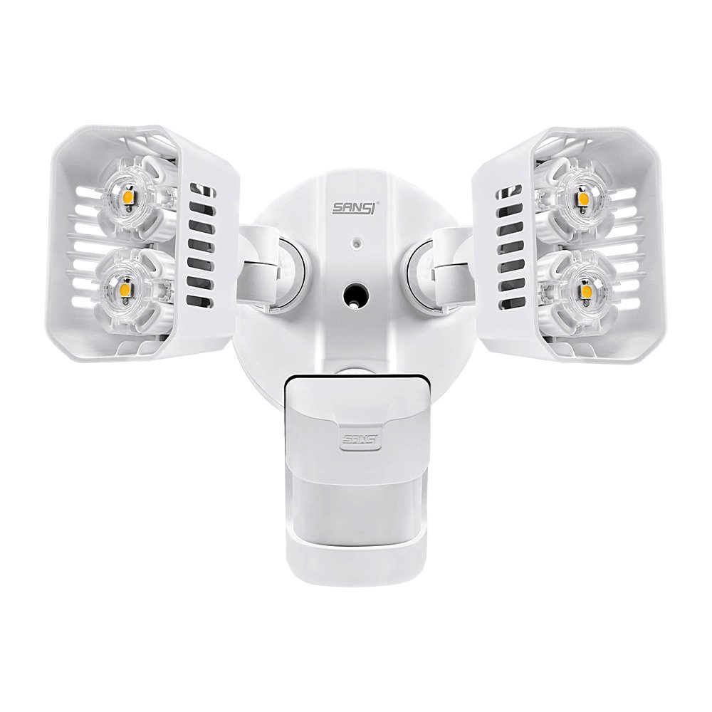 SANSI LED Security Lights, 18W (150Watt Incandescent Equiv.) Motion Sensor Lights, 1800lm 5000K Daylight Waterproof Outdoor Floodlights with Adjustable Dual-Head, White