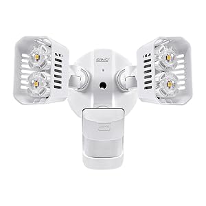 SANSI LED Security Lights, 18W (150Watt Incandescent Equiv.) Motion Sensor Lights, 1800lm 5000K Daylight Waterproof Outdoor Floodlights with Adjustable Dual-Head, White