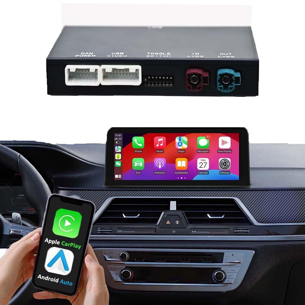Carplay Adapter Retrofit Kit Decoder for BMW 1 2 3 4 5 6 7 X1 X3 X4 X5 X6 with NBT System Fit for Apple CarPlay & Android Auto Support Bluetooth, Mirror Link, 360 Camera, Original iDrive