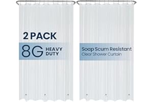 LiBa Waterproof Plastic Shower Curtain - Bathroom Shower Curtain Premium PEVA Non-Toxic with Rust Proof Grommets Frosted 8G Heavy Clear Duty Bathroom Accessories 72x72 2 Pack