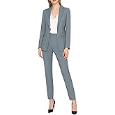 Women's Suits for Work Professional, 2 Piece Office Work Suit Set, Women's Suit Formal Wear Blue Grey S