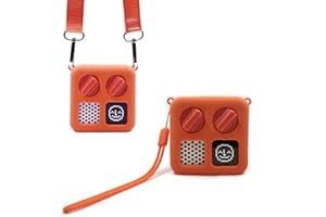 THISNESS Protective Jacket for Yoto Mini with Shoulder Strap, Kid-Friendly Silicone Cover Case Compatible with Yoto Mini Audio Player Accessories with Wrist Lanyard, Orange