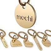 Solid Brass PET TAG - Modern, Minimal Pet IDs. Durable, Lifetime Tags with deep Cut Text. Includes Space for Two Phone Numbers. (Circle)