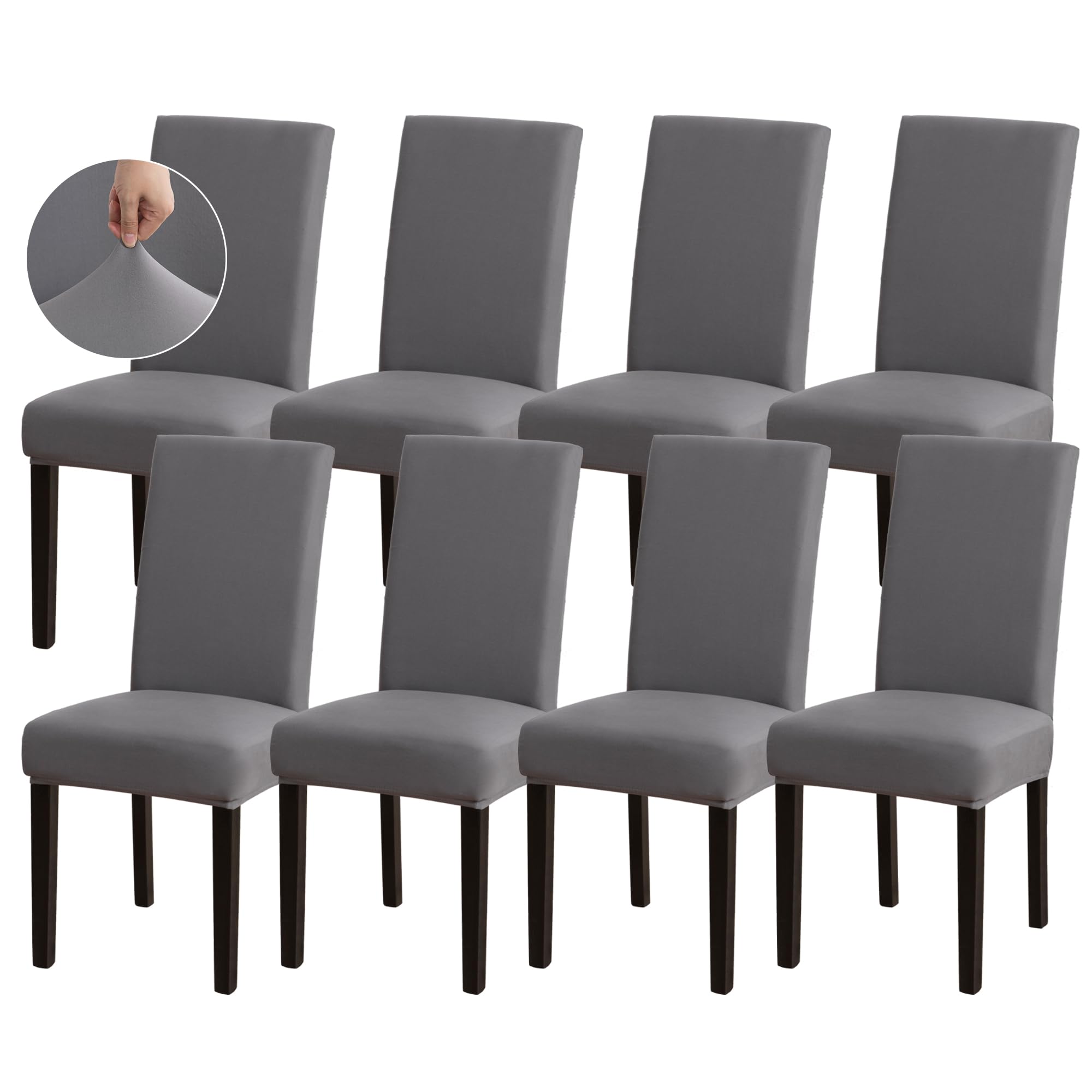 Photo 1 of Sufdari Dining Chair Covers,Kitchen Chair Cover,Parsons Chair Slipcover,Spandex Chair Protectors for Dining Room Stretch Chairs Cover Set of 8 -Gray