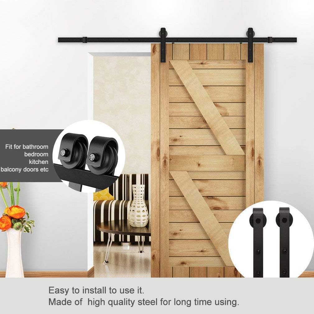 Modern Sliding Barn Door Closet Hardware Track Kit Track System Unit for Single Wooden Door (6.6FT/200CM, I Shape)