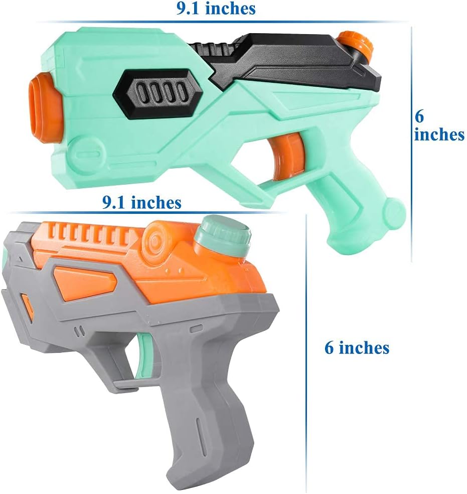 SNAEN 2 Pack of Different Shapes Squirt Water Gun Summer Toy for Swimming Pool Party and Outdoor Activity Easy Operate Beach Water Fighting Blaster with High Capacity Suitable for Ages 3+ (Green/Gray): Toys & Games