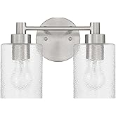 Craftmade 60202-BNK Lyndsey Vanity, (2) E26 Sockets, Brushed Polished Nickel (Bulbs NOT Included)