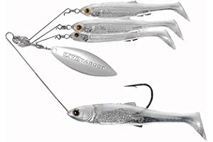 LIVE TARGET LiveTarget MNSR14LG855 Baitball Spinner Rig, Freshwater, Large, 1/2 oz Weight, 1'-15' Depth, White/Silver, per 1
