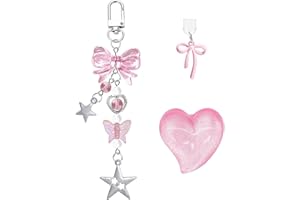 3Pcs Cute Charms Set for Kindle, Heart Grip Holder & Chains with Anti-Dust Plug, Dust Plug Charm Accessories for Type C/USB C