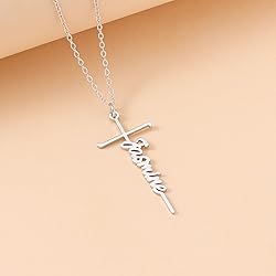 Lcherry Jasmine Name Cross Necklace Personalized