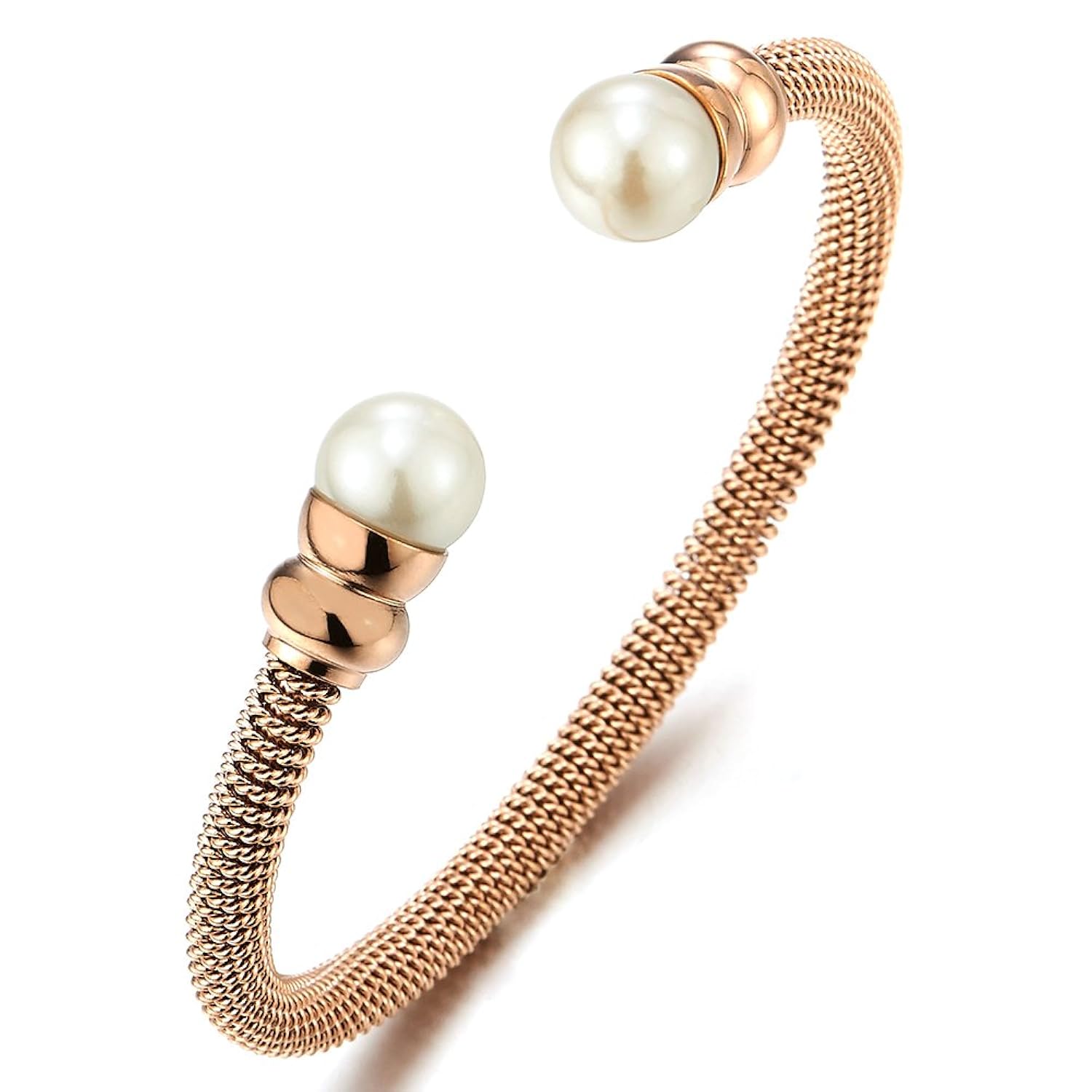 Elástica Ajustable Mujer Niñas Pulsera Brazalete de Acero Oro Rosa Cable de