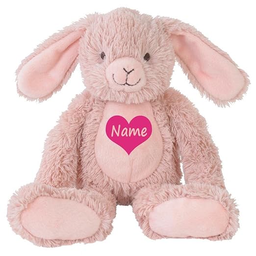 Elefantasie Stofftier Hase mit Namen personalisiert Geschenk Altrosa 22cm