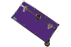 C&N Footlockers - Large Undergrad Storage Trunk w/Wheels - Made in the USA - Only STEEL Footlocker on Amazon - Durable Chest with Lid Stay - 32 x 18 x 16.5 Inches (Purple)