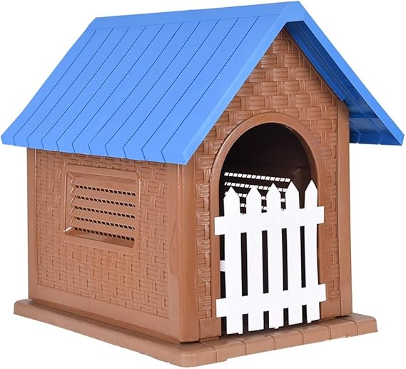 QIANSKY Outdoor Dog House with Door Water Resistant Natural Wooden Dog House for