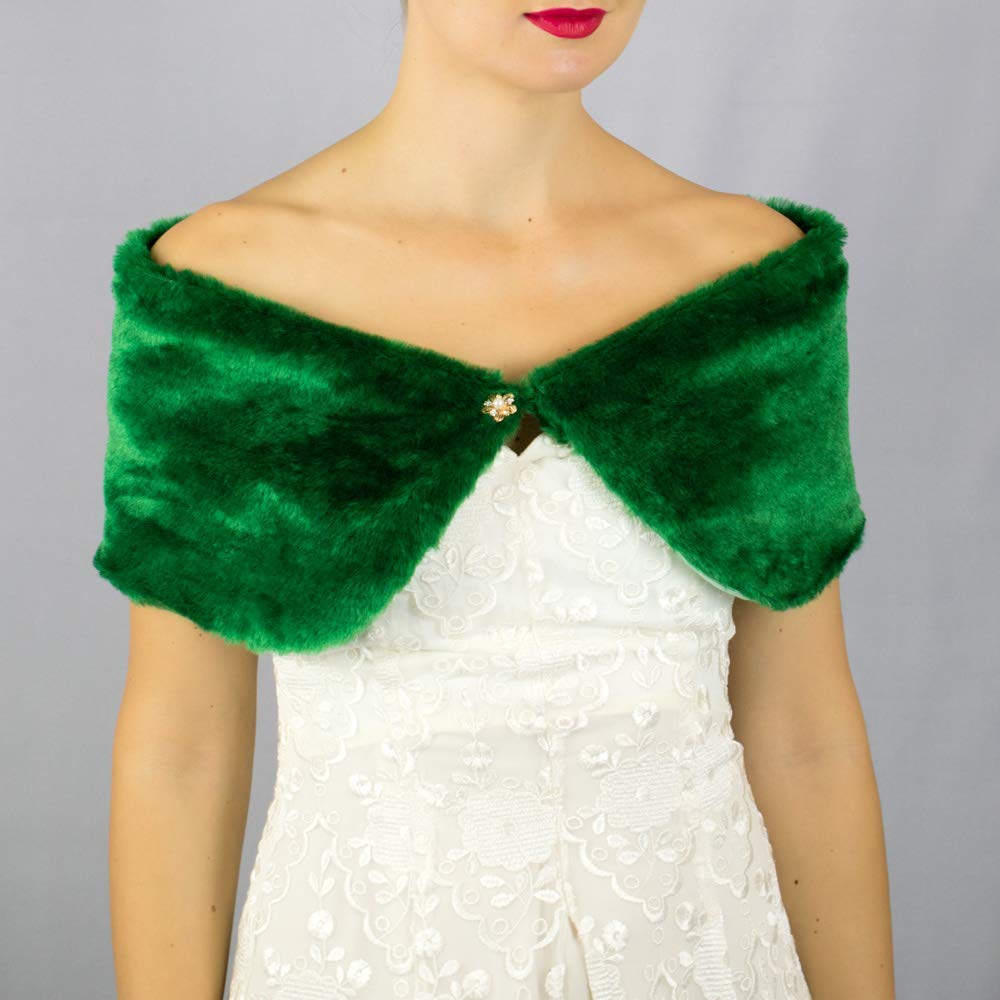 Faux fur wrap shrug stole green fur shawl Amazon.co.uk Handmade
