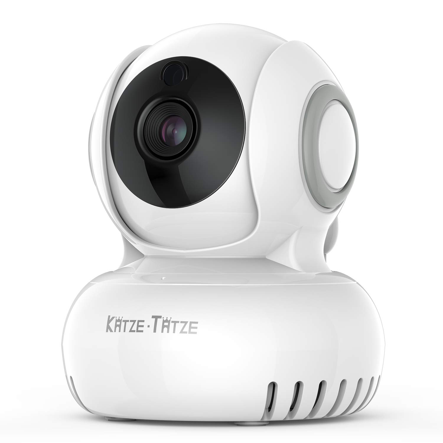 Katze-Tatze Baby Monitor WiFi Home Surveillance IP Camera for Baby/Pet/Nanny Monitor, Work with Echo Show Alexa, 2-Way Audio & Night Vision, Pan/Tilt, Motion Detect