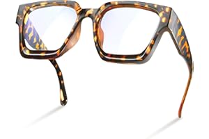 livho Oversized Blue Light Blocking Glasses for Woman and Men - Rectangle Fashion Glasses for Computer, Chic Preppy Frame