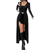 GORGLITTER Women's Long Cardigans Button Up Lightweight Sweater V Neck Fitted Long Sleeve Knit Tops Gothic Spring Clothes