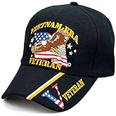 Vietnam Era Veteran Hat w/Eagle, American Flag & Veteran Black Cap VetFriends