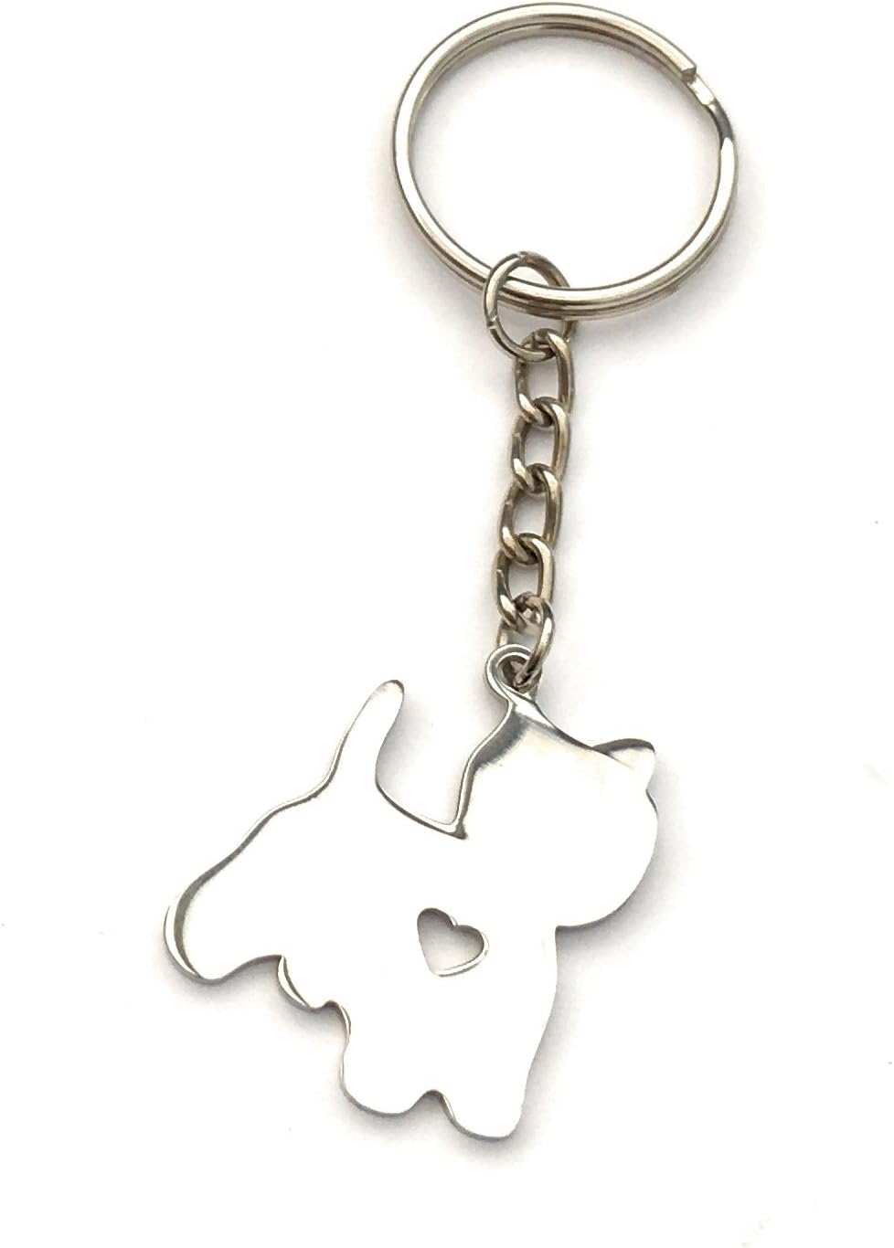 FizzyButton Gifts Yorkshire Terrier Puppy Dog Keyring Key Ring with Stainless Steel Yorkie Silhouette Charm and Turquoise Gift Box