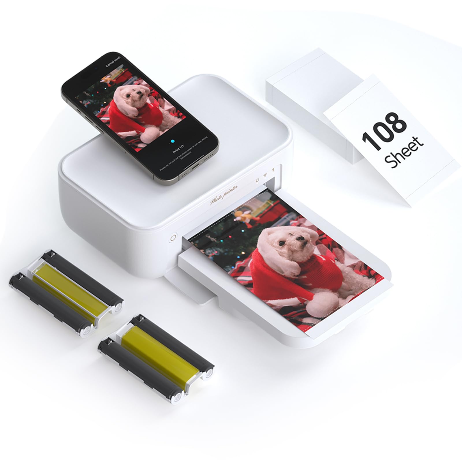 Photo 1 of ***Missing Accessories, Printer Only*** HPRT Photo Printer 4x6,+108Sheets&2ribbon,Instant Picture Printer for iPhone, Android, Smartphone,Portable Photo Printers for Home Use,Thermal Dye-Sublimation, AR Video Printing?White?