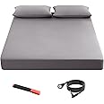 Grounding Fitted Sheets 90% Organic Cotton+10% Pure Silver Fiber, Grounded Sheets with Grounding Cord, Bed Grounding Kit for Healthy Sleep Therapy (Gray, Queen(60 * 80.2 * 15 inch))